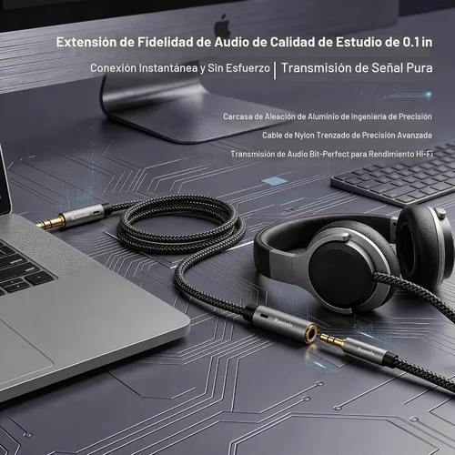 Vista 3 de Cable de extensión de auriculares de 6 pies, 2 unidades, cable de extensión de audio estéreo macho a hembra de 0.138 in - Extensor de cable auxiliar