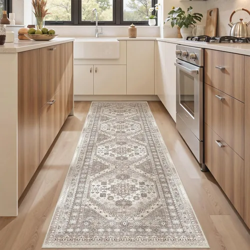 Vista 57 de befbee - Alfombra para sala de estar, lavable y resistente a manchas, con base antideslizante, ideal para dormitorio y cocina, decoración clásica
