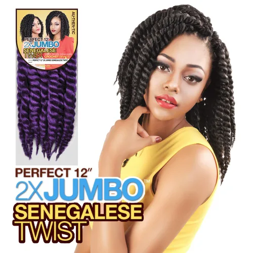 Vista 9 de Trenzas de ganchillo de pelo sintético auténtico doble Jumbo Senegalese Twist 12" (30) [AU-THEN-TIC Senegalese Twist] (12") - Natural Texture &