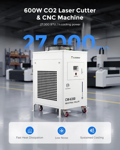 Vista 3 de Cloudray Enfriador de agua CW-6300 8000W Enfriamiento para máquina CNC