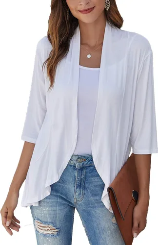 Vista 23 de Bluetime Women Open Front 3/4 Sleeve Cardigan Negro