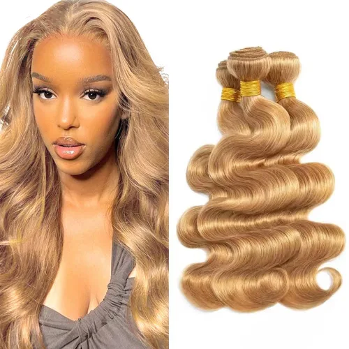 Vista 271 de 300g 1B27 Human Hair Bundles Honey Blonde Bundles Human Hair 10A Brazilian Virgin Remy Hair Extensions 8 10 12 Inch