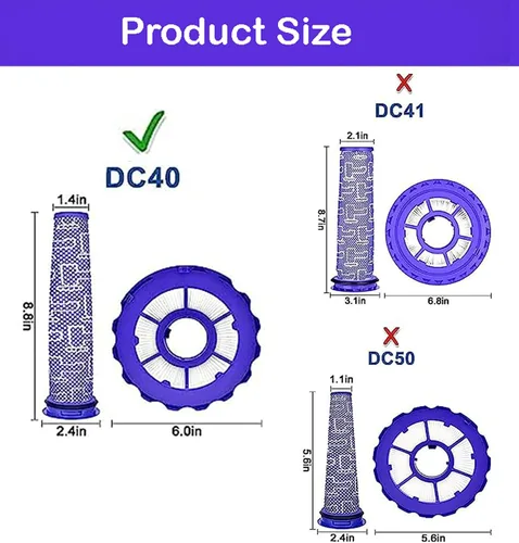 Vista 3 de SCREENTRONICS Filtros HEPA para motor pre y poste, repuesto compatible con Dyson DC40 Light/Slim Ball Animal Multi Floor Origin y Total Aspiradora