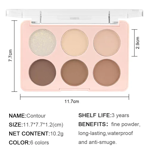 Vista 6 de evpct Paleta de contorno facial y resaltado, kit de maquillaje para principiantes, paleta de contorno para piel madura, base, corrector, bronceador