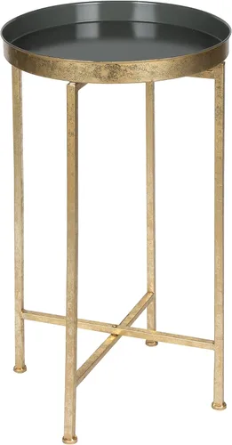 Vista 12 de Kate and Laurel Celia - Mesa decorativa redonda de metal plegable con bandeja superior, negro