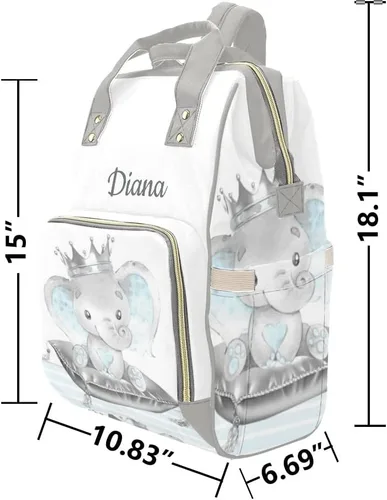 Vista 6 de XOZOTY Mochila de pañales de dibujos animados de vaca linda con nombre para hombres y mujeres de enfermería personalizada bolsas de bebé hombro
