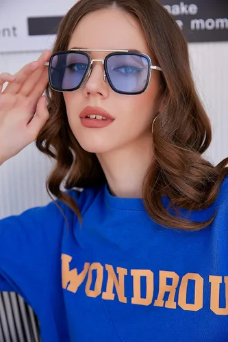 Vista 5 de FEISEDY Gafas de sol estilo piloto retro de los años 70, gafas de sol cuadradas para mujer, B2510