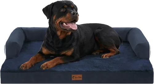 Vista 62 de Cama ortopédica para perros extragrandes, cama de espuma XL con forma de caja de huevos impermeable con lados 45x35 pulgadas, cama de sofá