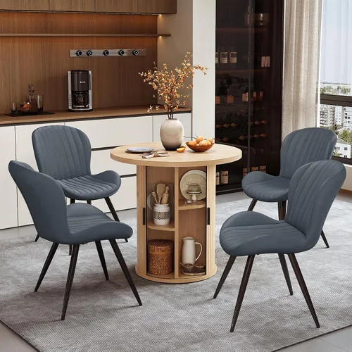 Vista 159 de Miereirl Moderno juego de comedor de 5 piezas para mesa redonda de madera de 4,31.5 pulgadas con estante de almacenamiento semiabierto y puerta