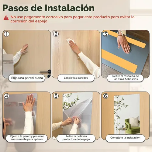 Vista 7 de iCAGY Espejo inastillable autoadhesivo de cuerpo completo acrílico