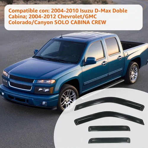 Vista 2 de Protectores de lluvia en canal compatibles con Isuzu D-Max 2004-2010 Double/EXT CAB; 2004-2012 Chevrolet/GMC Colorado/Canyon Crew Cab solamente