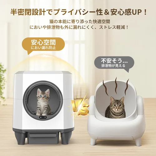 Vista 2 de Caja de arena autolimpiante, caja de arena automática para gatos de gran capacidad con control de aplicación, sensores de seguridad, caja de aroma