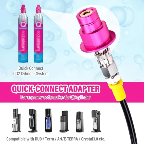 Vista 5 de Adaptador rápido de CO2 con manguera de alta presión de 60 pulgadas, CO2 de conexión rápida compatible con Duo/Terra/Art/E-Duo/Crystal 3.0/GAIA Soda