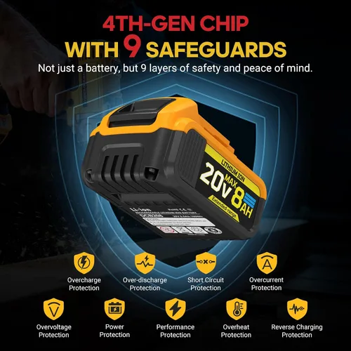 Vista 5 de Reemplazo de 8 Ah compatible con batería Dewalt de 20 V Max con alta