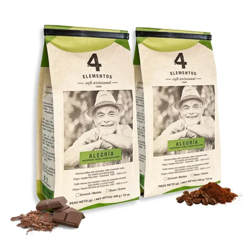 Vista 10 de 4 Elementos Café integral clásico de 12 onzas, tostado medio oscuro, 100% arábica de Colombia, sabor audaz y rico