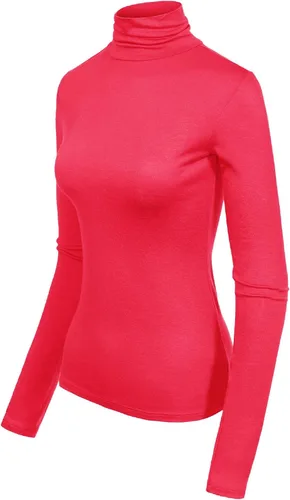 Vista 35 de MixMatchy Camisetas de manga larga delgadas y ligeras para mujer, cuello alto, capa base, camisetas activas