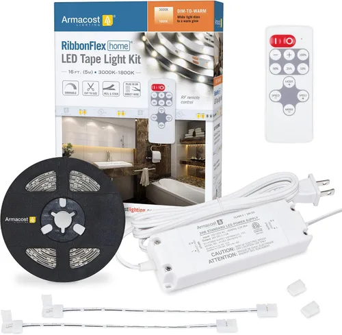Vista 12 de Armacost Lighting Kit de luz en cinta LED regulable para AC del hogar, blanco cálido suave (1.5M) 424502 2700K blanco cálido 5 m
