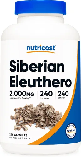 Vista 9 de Nutricost Eleuthero siberiano 500 mg, 240 cápsulas (2 botellas) - Eleutherococcus Senticosus - Sin gluten y sin OMG