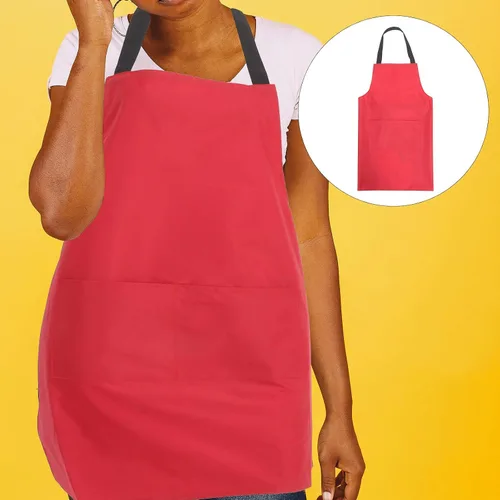 Vista 7 de FOMIYES Waterproof Kitchen Apron for Men Red Pvc Oil-resistant Cooking Apron with Pouch Multipurpose Laundry Bib for Cooking and Indoor Work
