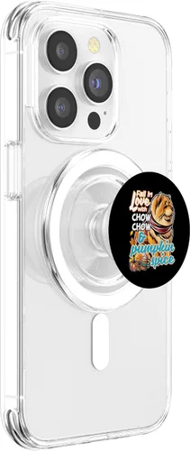 Vista 3 de Chow Chow Dog Scarf Pumpkin Happy Thanksgiving PopSockets MagSafe PopGrip for iPhone