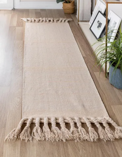 Vista 14 de Unique Loom Chindi Cotton Collection - Alfombra de área - Sophie (2 pies 2 pulgadas x 6 pies 1 pulgada, color aguamarina y blanco)