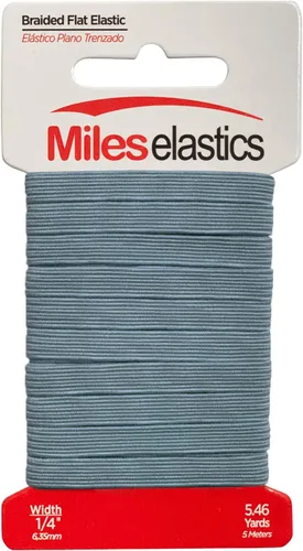 Vista 12 de Miles - Elástico plano trenzado, elástico, fuerte elástico, costura elástica, 1/4 pulgadas (0.250 in) por 5,46 yardas (16.4 ft), fuerte elástico