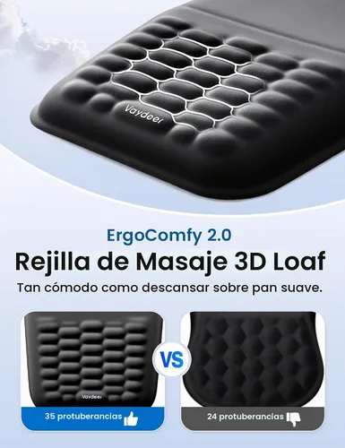 Vista 3 de Vaydeer - Alfombrilla de ratón ergonómica con reposamuñecas – Alfombrilla de ratón de espuma viscoelástica con soporte de muñeca y bulto de masaje