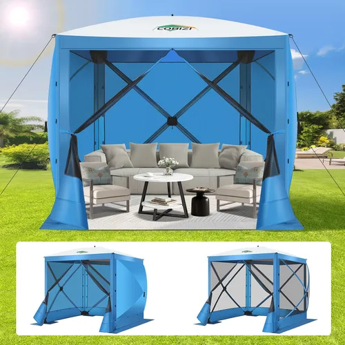 Vista 12 de COBIZI 10x15 Outdoor Patio Gazebo with Privacy Curtains, Khaki Caqui