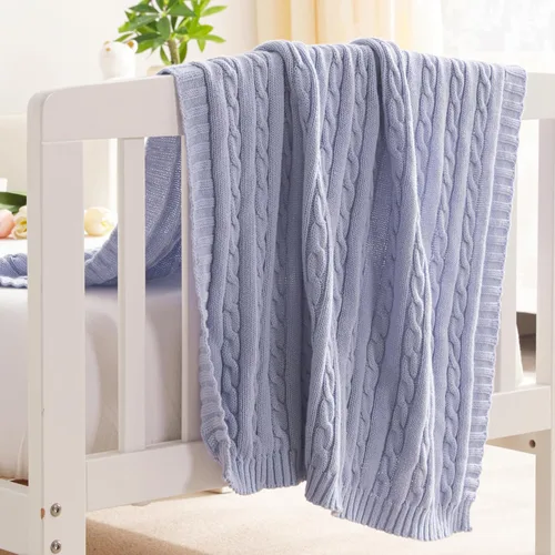 Vista 18 de NTBAY Manta de punto de cable 100% algodón puro para niño pequeño, súper suave, cálida y transpirable, 30x40, manta para bebé para cuna, cochecito