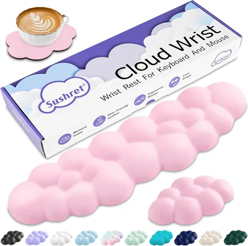 Vista 14 de Cloud Reposamuñecas para Teclado, Juego de Almohadilla para Muñeca de Teclado Cloud con Espuma Viscoelástica de Cuero PU, Lindo Reposabrazos