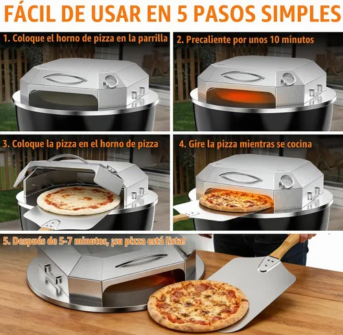 Vista 6 de Onlyfire Kit de horno de pizza de acero inoxidable para parrilla de carbón