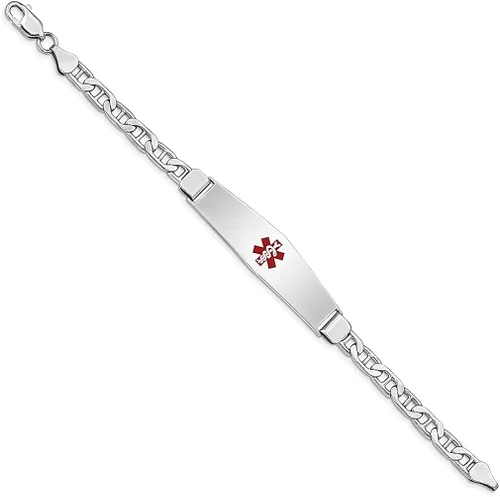 Vista 2 de 925 Sterling Silver Medical Alert Id Nautical Anchor Ship Wheel Mariners Link Bracelet 7 Inch Fine Jewelry For Women Gifts For Her