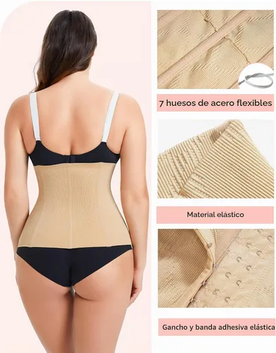 Vista 4 de LODAY Entrenador de cintura para mujer, corsé moldeador, control de barriga Gancho beige