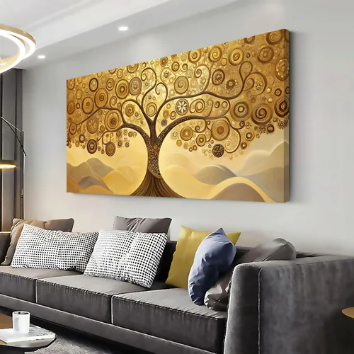 Vista 31 de ZOMNAI Arte de pared de mujer japonesa, pintura de estilo asiático, fondo amarillo, decoración de pared, tatuaje de peces en la parte posterior