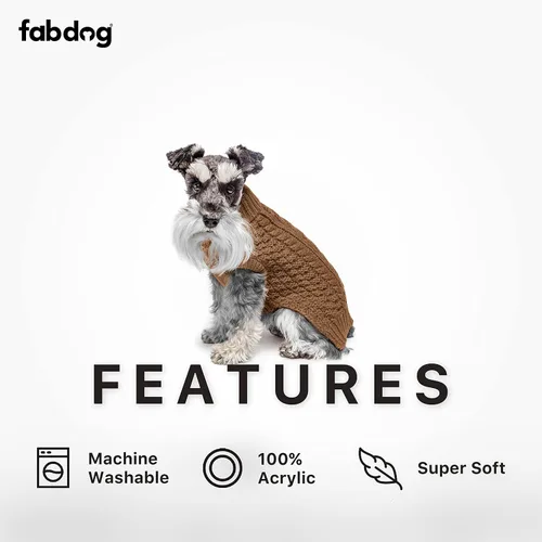 Vista 3 de Suéter superabrigado para perro, con cuello alto, de fabdog, Camel