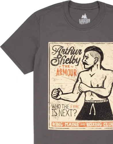 Vista 6 de Peaky Blinders T Shirt Mens Adults Arthur Shelby Poster Boxing Club Grey Top
