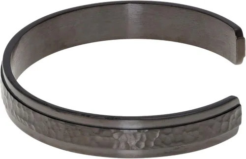 Vista 3 de Metro Jewelry Brazalete martillado de acero inoxidable para hombre con chapado iónico gris, 8.5 pulgadas de largo, 0.394 in de ancho, 8,5 pulgadas