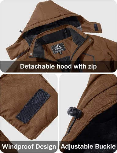 Vista 4 de MAGCOMSEN - Chaqueta de invierno para hombre, impermeable, abrigada, con forro polar y múltiples bolsillos