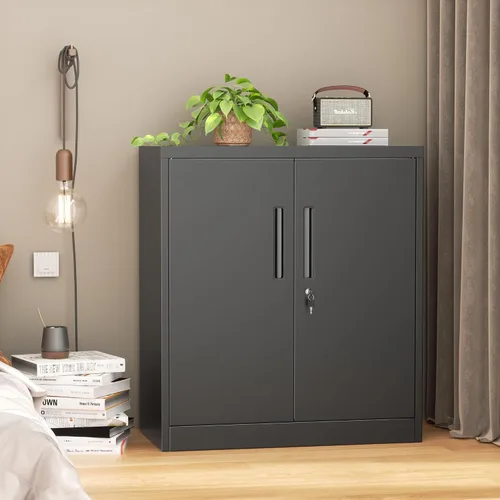 Vista 9 de INTERGREAT Armarios de almacenamiento de metal con cerradura, gabinete de almacenamiento de oficina con cerradura de 36 pulgadas con 2 puertas y 2