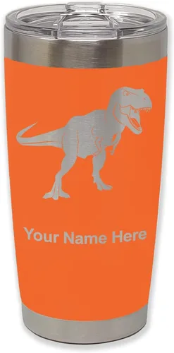 Vista 26 de LaserGram Vaso aislado al vacío de 20 onzas, dinosaurio Tiranosaurio Rex, grabado personalizado incluido (negro)