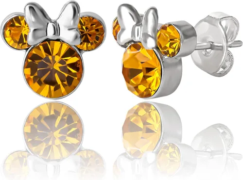 Vista 17 de Minnie Mouse Birthstone Stud Earrings Official License Cristal transparente de abril