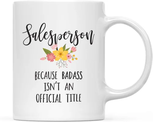 Vista 38 de Andaz Press Taza de café de 11 onzas, regalo de broma, tía porque Badass no es un título oficial, gráfico floral, 1 paquete