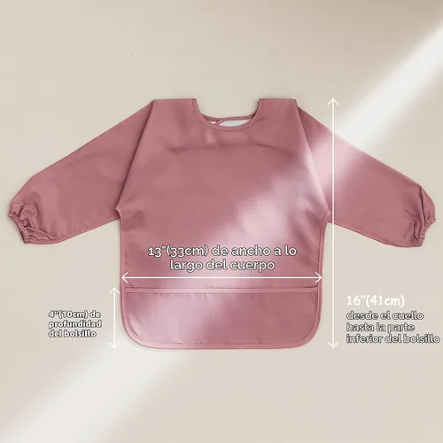 Vista 2 de POIKSHARK Paquete de 4 baberos de manga larga, bata impermeable para bebés de 6 a 30 meses, babero reutilizable con bolsillo para llevar, color rosa