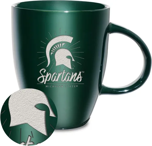 Vista 55 de Rico Industries - Taza de lustre cerámico con grabado láser de la NCAA de 18oz - Café-Té