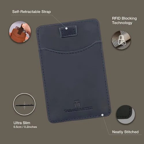 Vista 3 de Tailor Master Tarjetero para Tesla Model 3 X Y Slim Minimalista Tarjetero Bloqueo RFID, Azul marino