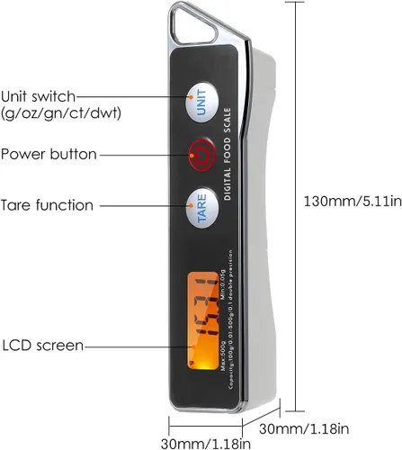 Vista 5 de Báscula de cuchara, escala digital de cuchara medidora electrónica, báscula de cuchara de cocina para el hogar, báscula de alimentos con función