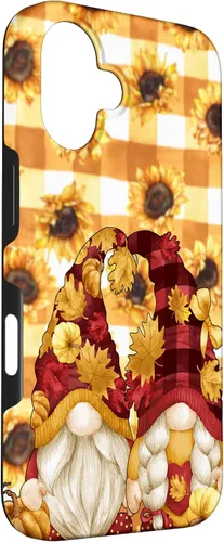 Vista 3 de iPhone 16 Autumn Fall Gnome Pumpkin Buffalo Plaid Pattern Sunflower Case