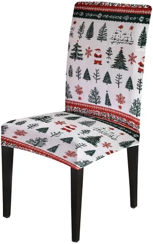 Vista 228 de CAPSCEOLL Christmas Dining Chair Covers,Snowflakes Festive Winter Pattern Stretch Chair Covers for Dining Room Set of 2 Washable Spandex Parson