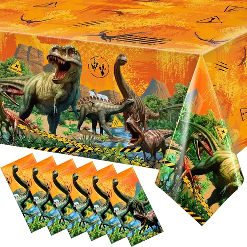 Vista 10 de Tiamon 3 Piezas Manteles de Dinosaurio Cubiertas de Mesa para Fiestas de Dinosaurio Manteles de Plástico para Niños Adultos Suministros para Fiestas
