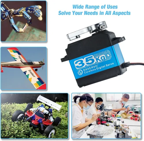Vista 6 de Hosyond DS3235 77.2 lbs Digital RC Servo de alto par todo el engranaje de metal Motor sin núcleo impermeable servomotores para RC Robot, coche